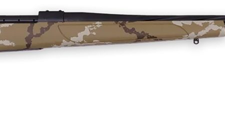 Weatherby VHH243NR4B Vanguard Outfitter Full Size 243 Win 4+1 24" Black Cerakote #2 Fluted/Threaded Barrel & Drilled & Tapped Steel Receiver Tan w/Brown & White Sponge Monte Carlo Synthetic Stock