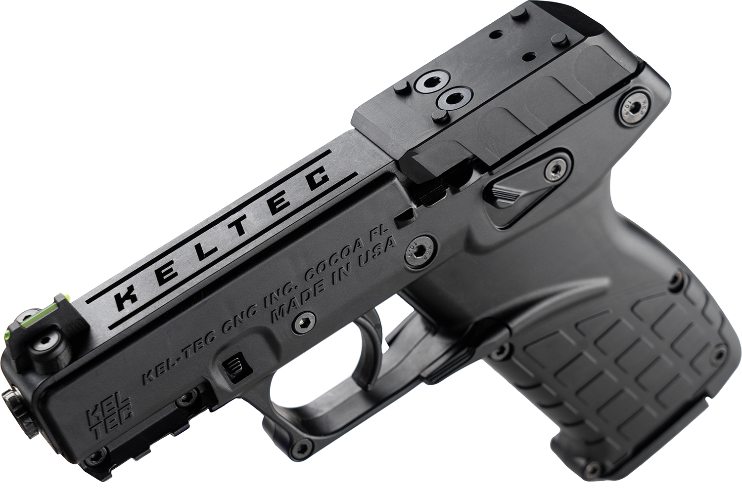 Kel-Tec P17BBLKOR P17 22 LR 16+1 3.80" Black Steel Barrel, Black Optic Ready/Serrated Slide, Black Polymer Frame w/Picatinny Rail, Textured Grip