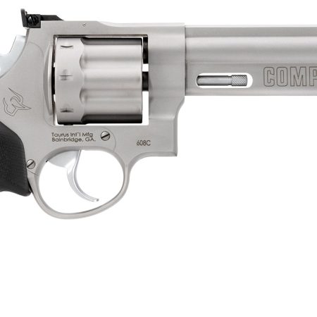 Taurus 2-608069CMP 608 Competition 357 Mag/38 Special +P 8 Shot 6" Matte Stainless Steel Barrel, Cylinder & Frame, Black Finger Grooved Grip, Transfer Bar Safety, Exposed Hammer
