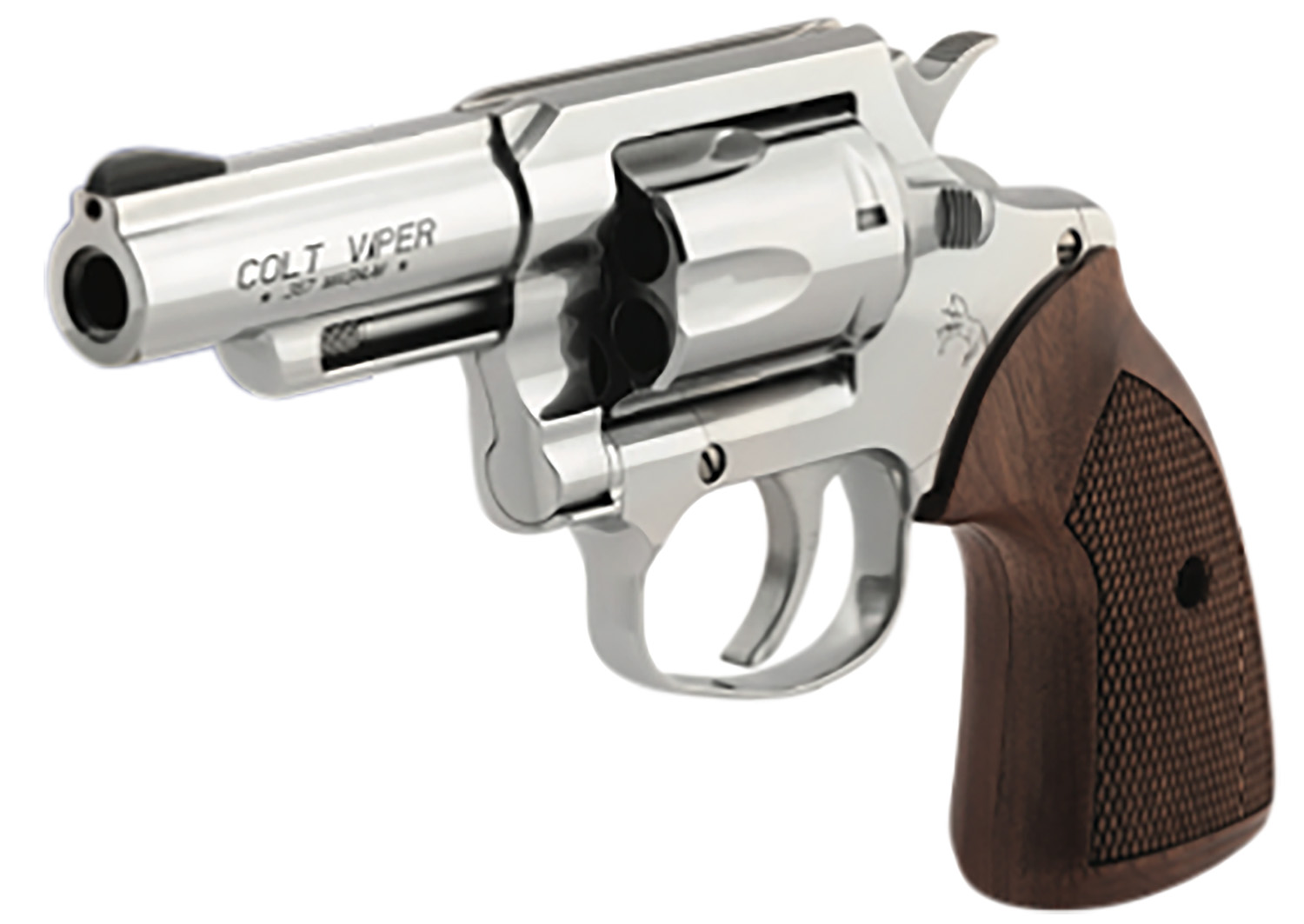 Colt Mfg VIPERSP3WRR Viper 357 Mag/38 Special 6rd 3" 1/2 Lug Stainless Steel Barrel, Stainless Steel Cylinder & Frame, American Walnut Grip, Exposed Hammer