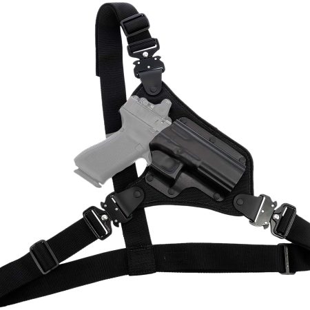 Galco HR872RB  Chest Holster Fits chests to 58" Black Hybrid Kydex/Nylon Fits Glock 17Gen 3-5