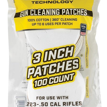 Otis FG919100 All Caliber Cleaning Patches Multi-Caliber 3" Cotton 100 Per Pkg