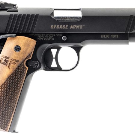 Gforce Arms GF199BW Chronicle 1911 9mm Luger 9+1 5" Stainless Steel Barrel, Black Serrated Steel Slide, Black Cerakote Aluminum Frame, Turkish Walnut Grip