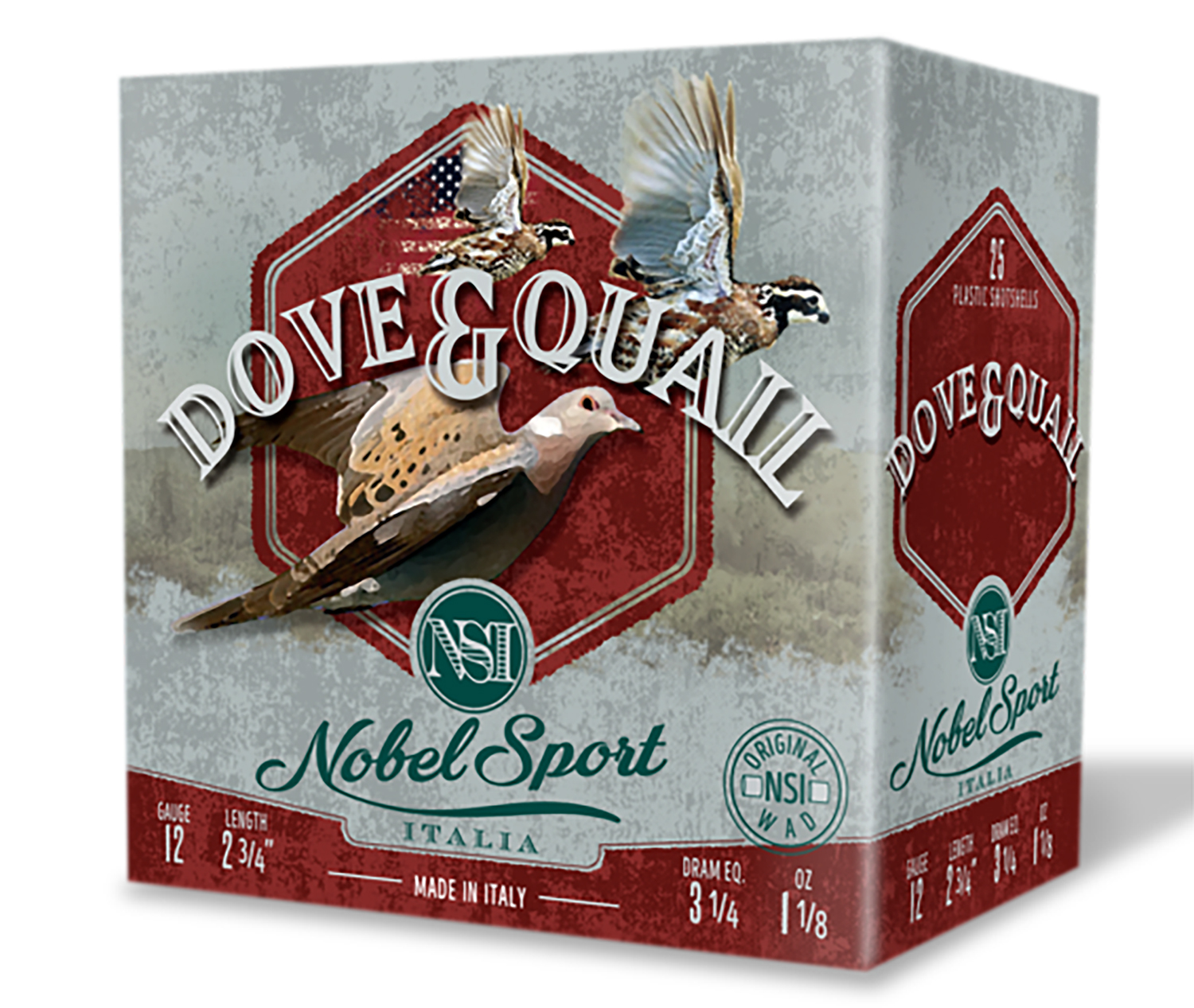 Nobel/eurosports Llc ANSF128 Dove & Quail 12Gauge 2.75" 1 1/8oz 8Shot 25 Per Box/10 Case