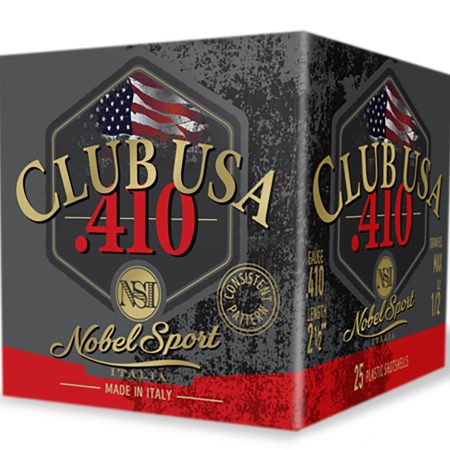 Nobel/eurosports Llc ANS4126  Club USA 410Gauge 2.50" 1/2oz 6Shot 25 Per Box/10 Case