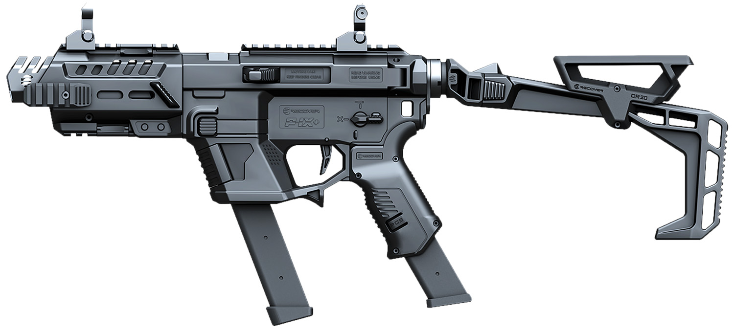 Recover Tactical PIXPBFST01 P-IX+Basic PG9 Folding Stock Metal Front Guard Black