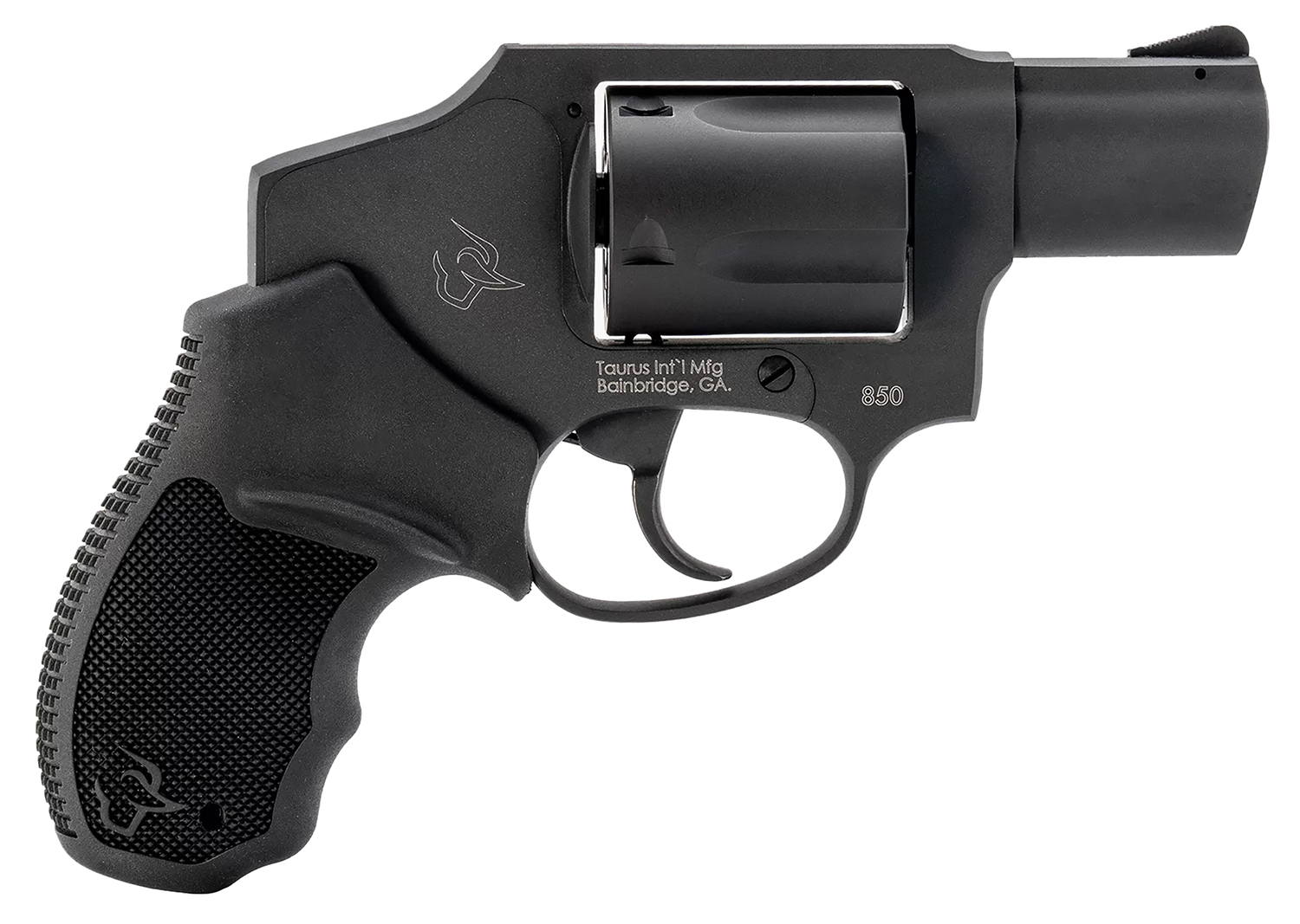 Taurus 2-850121 850 Small 38 Special 5 Shot 2" Matte Black Alloy Steel Barrel, Cylinder & Frame, Black Rubber Grip, Transfer Bar Safety, Concealed Hammer