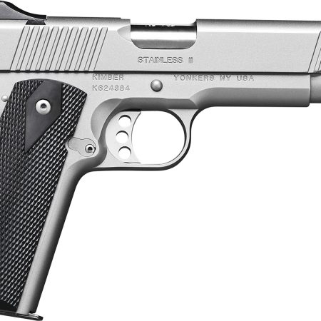 Kimber Mfg.,inc 3200007CAB Stainless II (CA)  45 ACP 7+1 5" Front Serrations Stainless Steel Slide Satin Silver Black Synthetic Double Diamond Checkering Grip