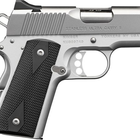 Kimber Mfg.,inc 3200062CA Stainless Ultra Carry II (CA) 45 ACP 7+1 3" Satin Silver Steel Slide Black Synthetic Double Diamond Checkering Grip