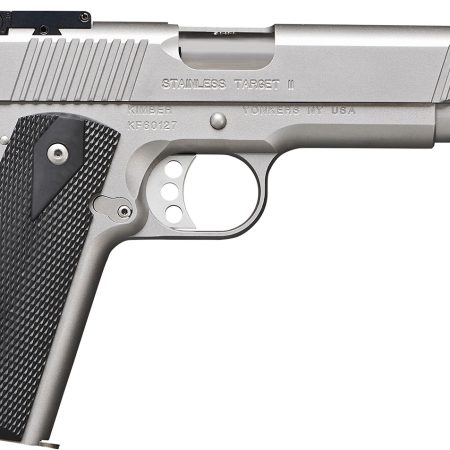Kimber Mfg.,inc 3200108CA Stainless Target II (CA) 9mm 9+1 5" Satin Silver Front Serrations Stainless Steel Slide Black Synthetic Double-Diamond Checkering Grip