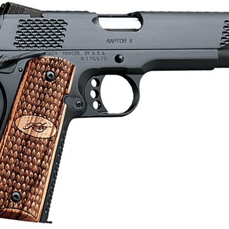 Kimber Mfg, Inc 3200117CA Raptor II *CA Compliant 45 ACP 8+1 5" Stainless Match Grade Barrel, Brush Polished Serrated Steel Slide, Matte Black Steel Frame w/Beavertail, Zebrawood Grip