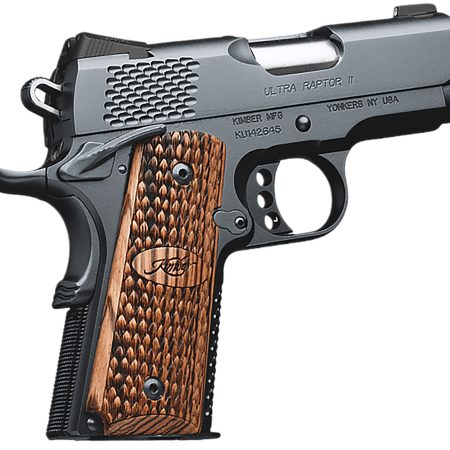 Kimber Mfg, Inc 3200150CA Raptor II Ultra *CA Compliant 45 ACP 7+1 3" Stainless Match Grade Barrel, Matte Black Serrated Steel Slide, Matte Black Aluminum Frame w/Beavertail, Zebrawood Grip