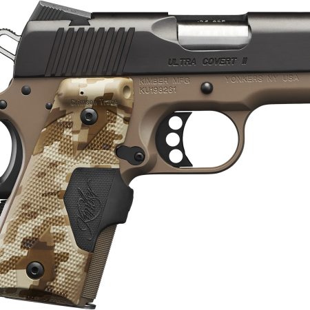 Kimber Mfg.,inc 3200167CA Ultra Covert II (CA) 45 ACP 7+1 3" Matte Black Steel Slide Dark Earth KimPro II Digital Camo w/ Kimber Logo Grip