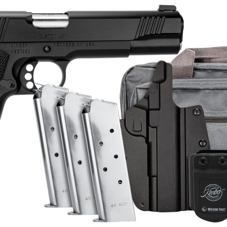 Kimber Mfg.,inc 3700812 Custom LW Club Bundle 45ACP 7+1 5" Front Serrations Stainless Slide KimPro Black F/S Rubber Grip