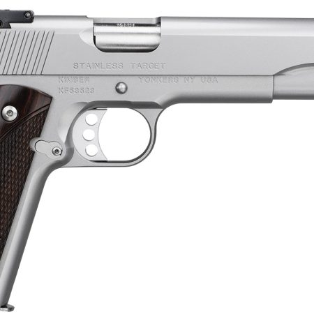 Kimber Mfg.,inc 3000372 Stainless Target LS 10mm 8+1 6" Ramped Barrel Satin Silver Stainless Steel Slide Rosewood Grip