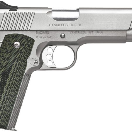 Kimber Mfg, Inc 3200342 TLE II  45 ACP 7+1 5" Stainless Match Grade Barrel, Satin Silver Serrated Stainless Steel Slide & Frame w/Beavertail, Aggressively Textures G-10 Grip