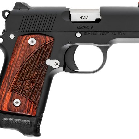 Kimber Mfg.,inc 3300241 Micro 9 RTC 9mm 7+1 3.15" Black KimPro II Stainless Steel Slide Rosewood Grip