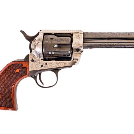 Cimarron PP400LSFW Frontier 357 Mag 6 Shot 4.75" Blued Barrel, Blued Cylinder, Old Silver Engraved Frame, Checkered Walnut Grip