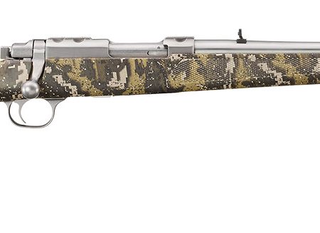 Ruger 7420 77/357  357 Mag 5+1 18.50" Brushed Stainless Threaded Barrel, Brushed Stainless Integral Scope Mount, Fixed Desolve Bare Reduced Camo Synthetic Stock, Thread Protector