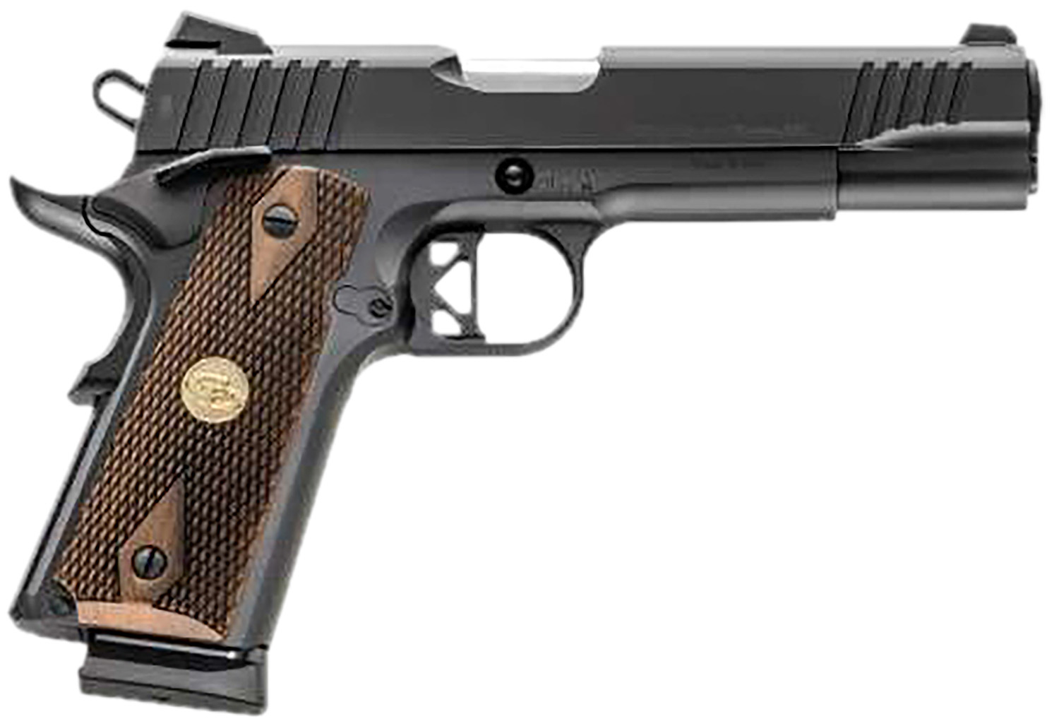 Charles Daly 440213 Superior 45 ACP 10+1 5" Stainless Steel Barrel, Black Serrated Steel Slide, Black Steel Frame w/Beavertail, Walnut Diamond Checkered Grip, ZeroTech Red Dot