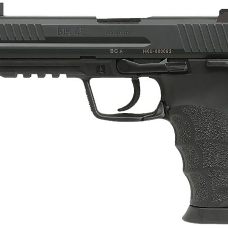 HK 81001117 HK45 V1 .45 ACP 10+1 4.46" Black Threaded Barrel, Black Cerakote Serrated Steel Slide, Black Polymer Frame w/Picatinny Rail, Ambidextrous