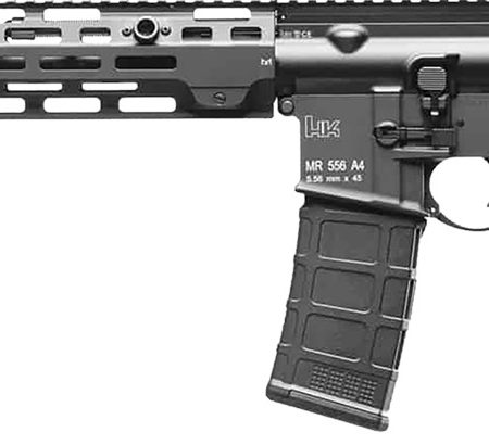 HK 81000827 MR556 A4 5.56x45mm 30+1 16.50" Black Threaded Barrel, Black Picatinny Rail, M-LOK Handguard, 6 Position Black Synthetic Stock, Ambidextrous