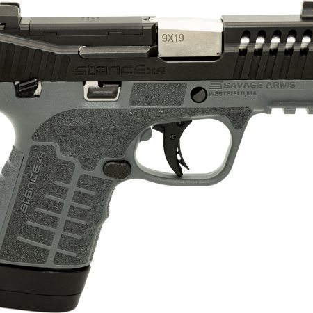 Savage Arms 67067 Stance XR Micro Frame 9mm Luger 13+1 3.20" Stainless Steel Barrel, Black Nitride Ported/Serrated Steel Slide, Gray Stainless Steel Frame w/Picatinny Rail, Gray GFN Grip, Ambidextrous