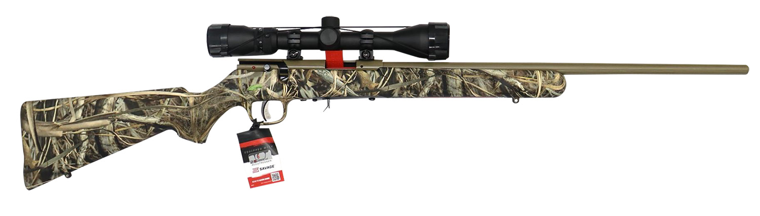 Savage Arms 96867 93 XP 17 HMR 10+1 21" Coyote Tan Cerakote Button-Rifled Barrel & Drilled & Tapped Steel Receiver, Brush Camouflage Fixed Synthetic Stock, Weaver 3-9x40mm