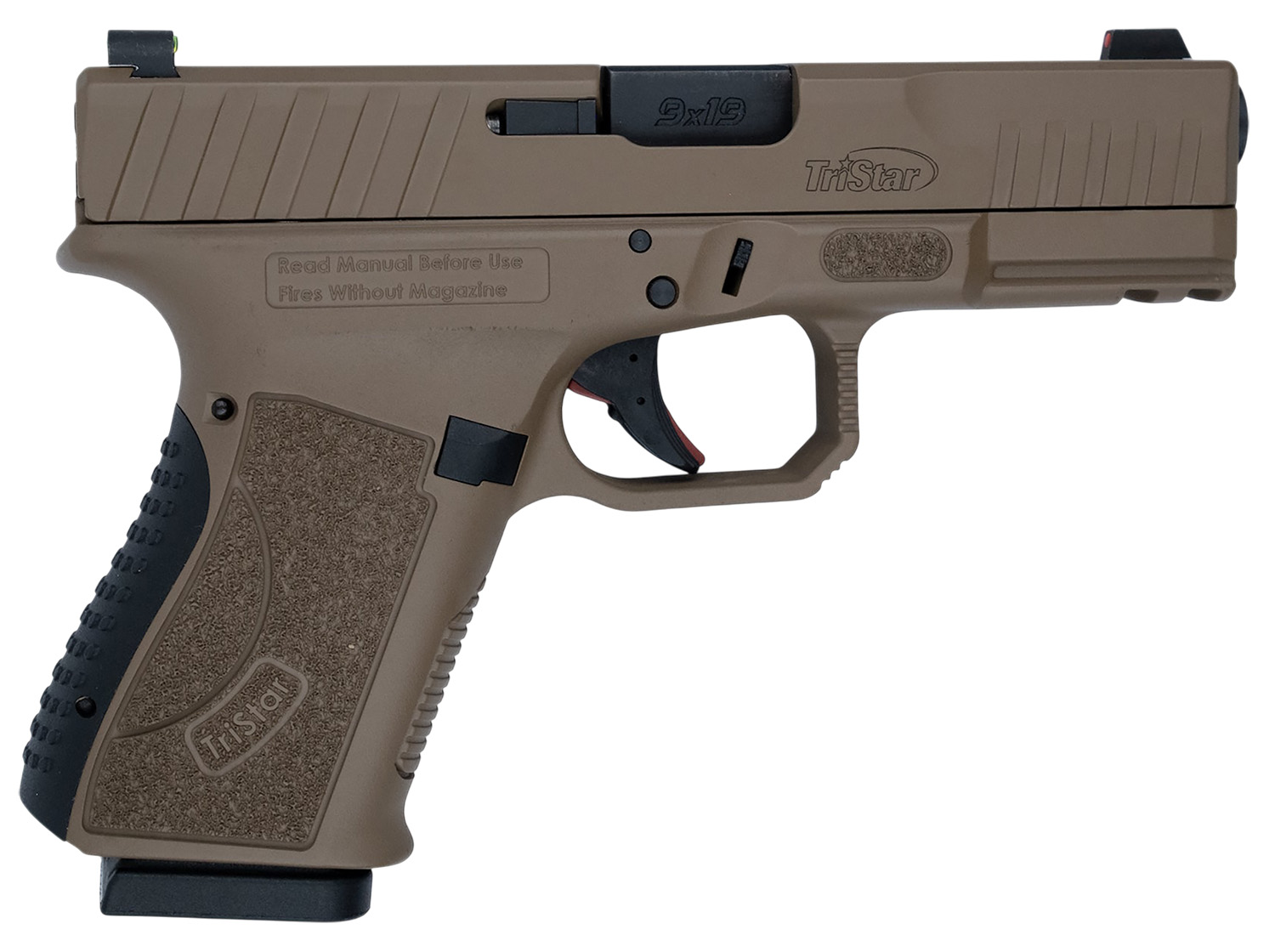 TriStar 85772 Apoc 9mm Luger 15+1 4.02" Black Steel Barrel, Flat Dark Earth Cerakote Serrated Steel Slide & Polymer Frame w/Accessory Rail, Textured Grip