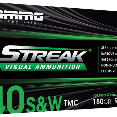 Ammo Inc 40180TMCSTRKGRN50 Streak Visual (GREEN) 40S&W 180gr Total Metal Case 50 Per Box/20 Case