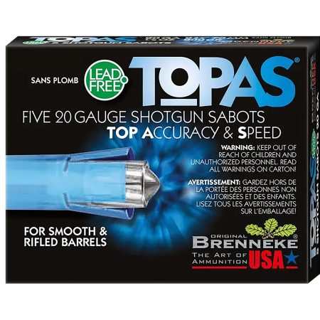 Brenneke SL202TOPN TOPAS 20Gauge 2.75" 1/2oz Sabot Slug Shot 5 Per Box/50 Case