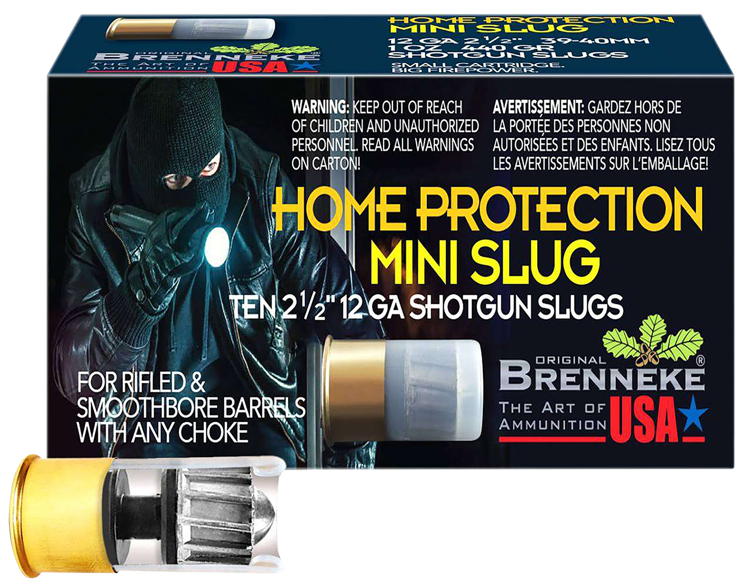 Brenneke SL122MS Home Protection Mini Slug 12Gauge Slug Shot 10 Per Box/25 Case