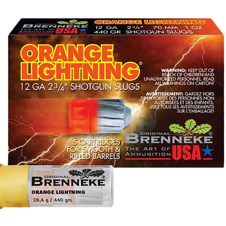 Brenneke SL122OL Orange Lightning  12Gauge 2.75" 1oz Slug Shot 5 Per Box/50 Case