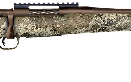 Mossberg 28254 Patriot Predator Full Size 350 Legend 4+1 20" Patriot Brown Cerakote Fluted Threaded Barrel, Patriot Brown Cerakote Receiver w/Picatinny Rail, Fixed TrueTimber Strata Synthetic Stock