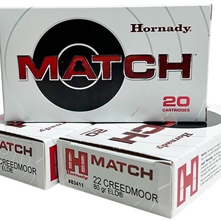 Hornady 83411 Match  22Creedmoor 80gr Extremely Low Drag-Match 20 Per Box/10 Case