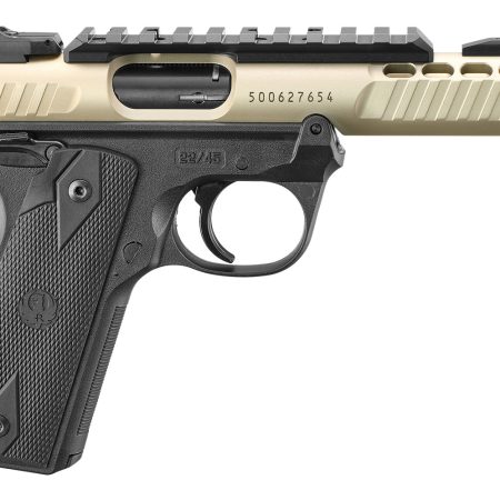Ruger 43955 Mark IV 22/45 Lite 22 LR 10+1 4.40" Stainless Threaded Barrel, Champagne Anodized Serrated Slide w/Picatinny Rail, Black Anodized Polymer Frame, Black Checkered 1911-Style Grip