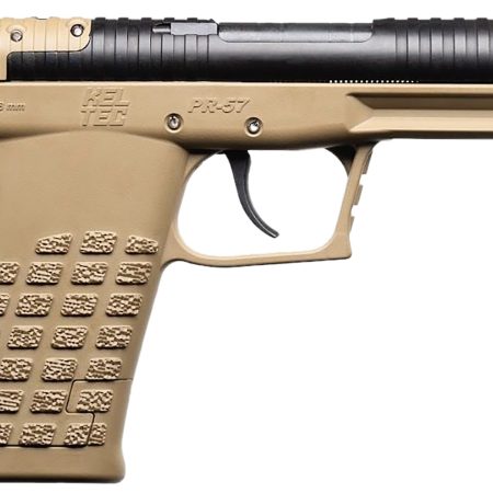 Kel-Tec PR57TAN PR57  Compact Frame 5.7x28mm 20+1 4" Black Steel Barrel, Tan Optic Ready/Serrated Slide, Tan Textured Grip