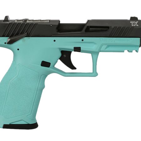 Taurus 1-2TX22P141C TX22 T.O.R.O. 22 LR 22+1 4.60" Matte Black Threaded Barrel, Black Hard Coat Anodized Optic Ready/Serrated Slide, Cyan Polymer Frame w/Picatinny Rail, Textured Grip