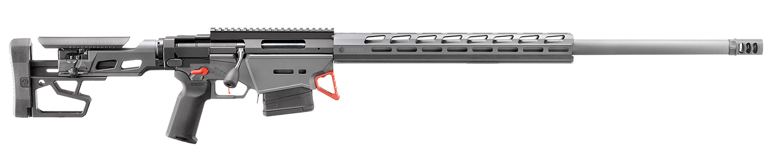 Ruger 18109 Precision Custom 6mm GT 10+1 26" Stainless Threaded Barrel, Stealth Gray Cerakote Picatinny Rail Aluminum Receiver, Adjustable Folding Stock, Black Magpul K2+ Grip