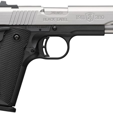 Browning 051118492 1911 Black Label Full Size 380 ACP 8+1 4.25" Stainless Steel Barrel, Satin Stainless Steel Serrated Slide, Matte Black Polymer Frame, Black Polymer Grip
