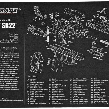 TekMat TEKR17RUGERSR22 Ruger SR22 Cleaning Mat Black/White Rubber 11"x17" Ruger SR22 Parts Diagram