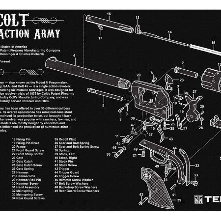 TekMat TEKR17SAA Cleaning Mat Black/White Rubber 11"x17" Colt Revolver Army Parts Diagram