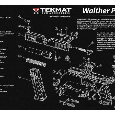 TekMat TEKR17WALPPQ Walther PPQ Cleaning Mat Black/White Rubber 11"x17" Walther PPQ Parts Diagram
