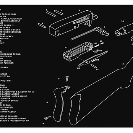 TekMat TEKR361022 Ruger 10/22 Cleaning Mat Black/White Rubber 12"x36" Ruger 10-22 Parts Diagram