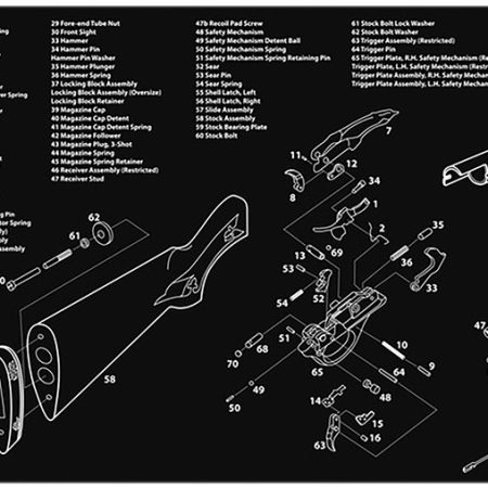TekMat TEKR36REM870 Remington 870 Cleaning Mat Black/White Rubber 12"x36" Remington 870 Parts Diagram