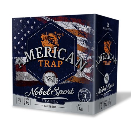 Nobel/Eurosports LLC ANS121FSC8 American Trap  12Gauge 2.75" 1 1/8oz 8Shot 25 Per Box/10 Case