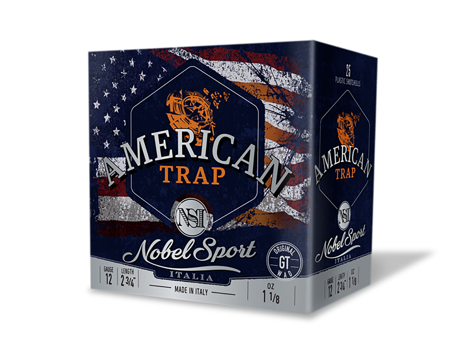 Nobel/Eurosports LLC ANS2788 American Trap 12Gauge 2.75" 8Shot 25 Per Box *Sold by the Case