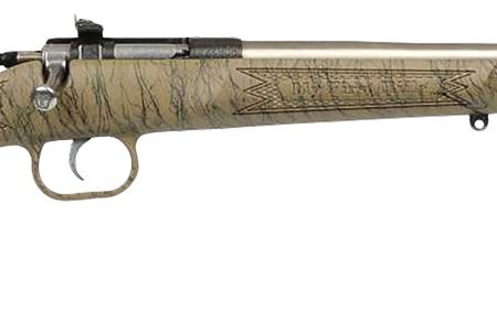 Crickett KSA2443 Gen2 Youth 22 LR 1rd 16.13" Stainless Single Shot Barrel, Stainless Steel Receiver, Tan w/Black Webbing Fixed Synthetic Stock
