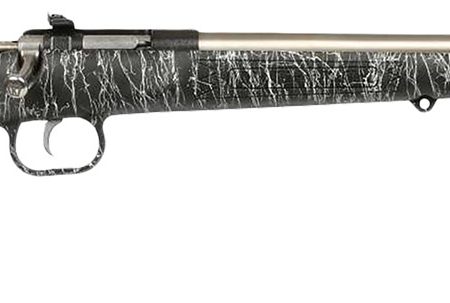 Crickett KSA2444 Gen2  Youth 22 LR 1rd 16.13" Stainless Single Shot Barrel, Stainless Steel Receiver, Black w/White Webbing Fixed Synthetic Stock