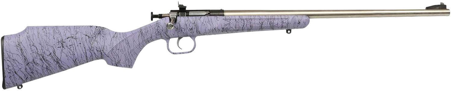 Crickett KSA2445 Gen2 Youth 22 LR 1rd 16.13" Stainless Single Shot Barrel, Stainless Steel Receiver, Purple w/Black Webbing Fixed Synthetic Stock